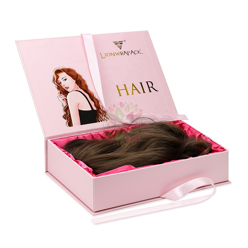 Boîtes de perruque d'extensions de faisceaux de pince à cheveux rose noir magnétique