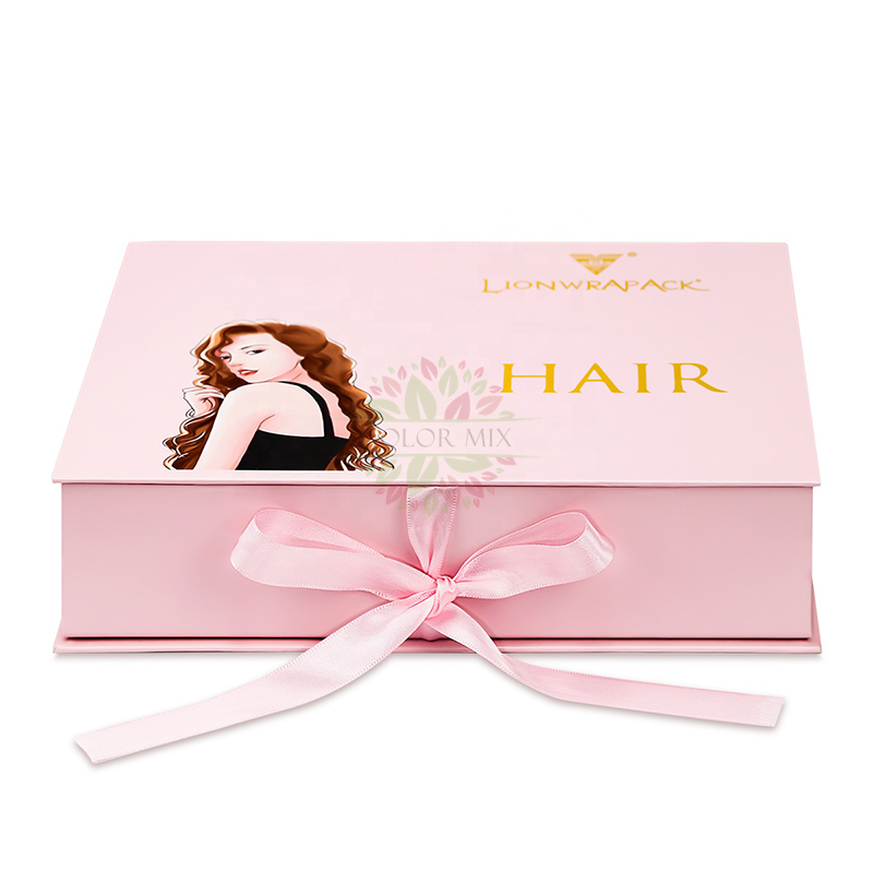 Boîtes de perruque d'extensions de faisceaux de pince à cheveux rose noir magnétique